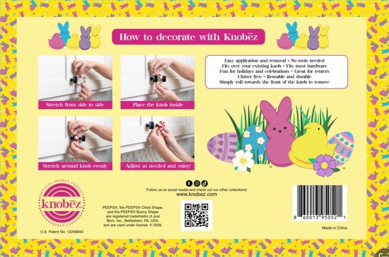 Knobēz : Decorative Knob Covers - PEEPS® - 8pk - Stretch Over Hardware Decorations, Spring-Easter, Kitchen-Bathroom-Dressers-Home - Image 2